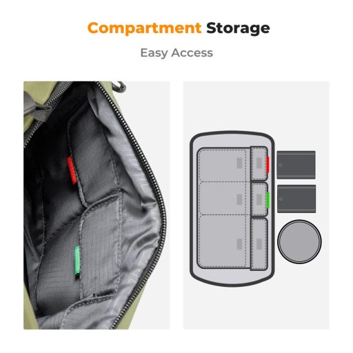 K&F Concept Alpha Sling 10L, fotós oldaltáska, zöld