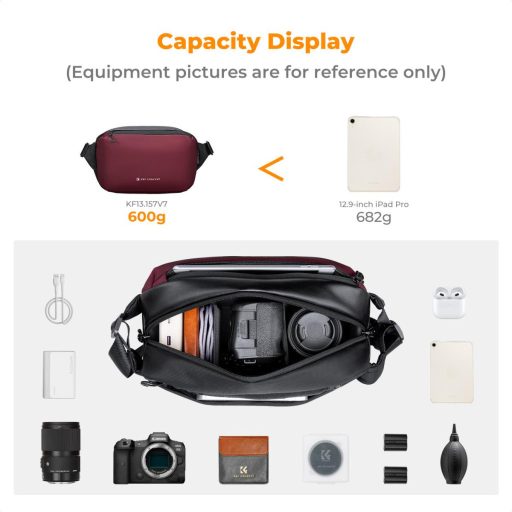 K&F Concept Alpha Sling 10L, fotós oldaltáska, bordó
