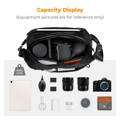 K&F Concept Alpha Sling 10L, fotós oldaltáska, fekete barna
