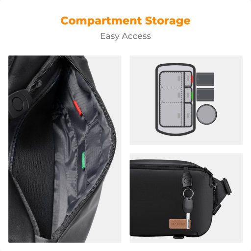 K&F Concept Alpha Sling 10L, fotós oldaltáska, fekete barna