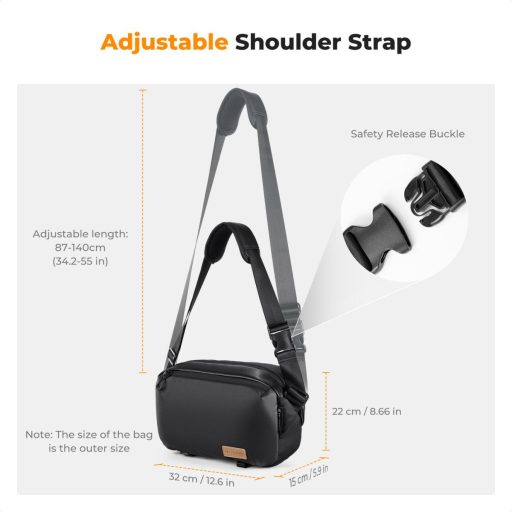 K&F Concept Alpha Sling 10L, fotós oldaltáska, fekete barna
