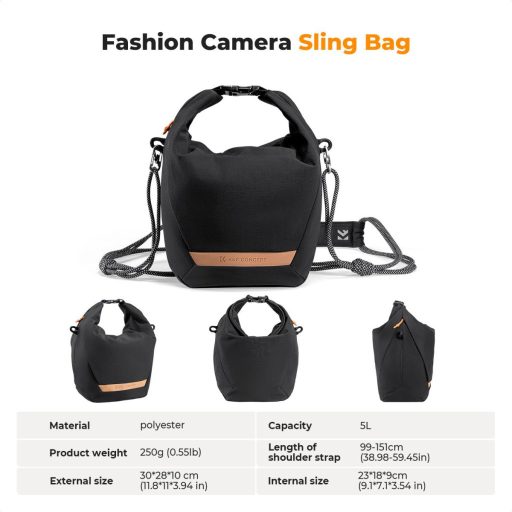 K&F Concept Urban Wander 11, 5L, fotós oldaltáska, fekete