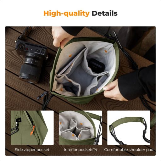 K&F Concept Urban Wander 11, 5L, fotós oldaltáska, zöld
