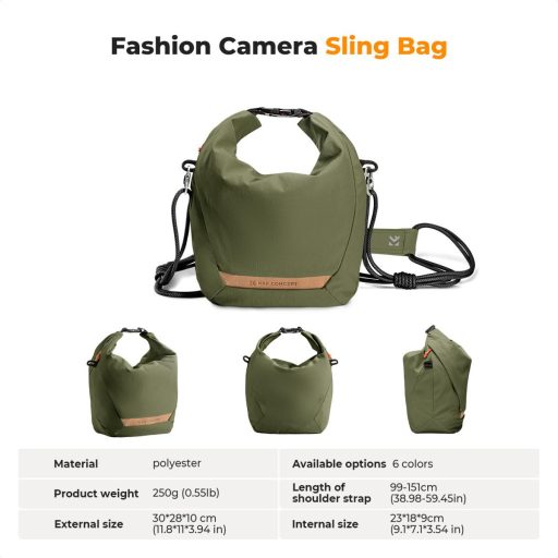 K&F Concept Urban Wander 11, 5L, fotós oldaltáska, zöld