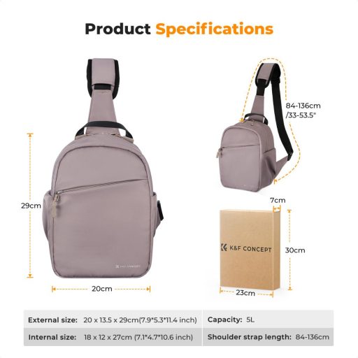 K&F Concept U08 egyvállas mini fotós hátizsák, 5L, rózsaszín