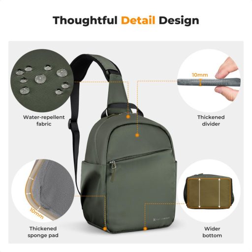 K&F Concept U08 egyvállas mini fotós hátizsák, 5L, zöld