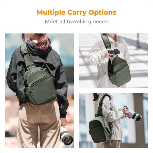 K&F Concept U08 egyvállas mini fotós hátizsák, 5L, zöld