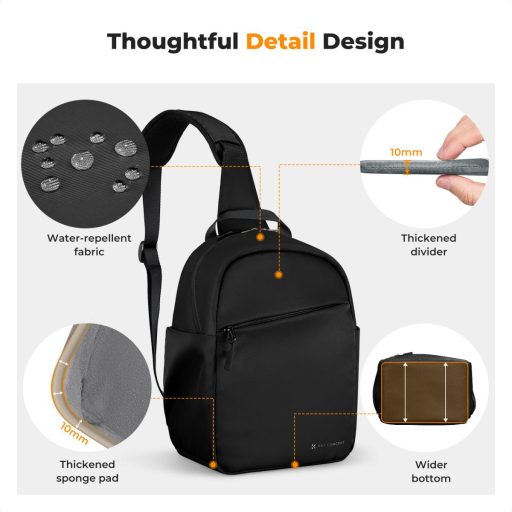 K&F Concept U08 egyvállas mini fotós hátizsák, 5L, fekete