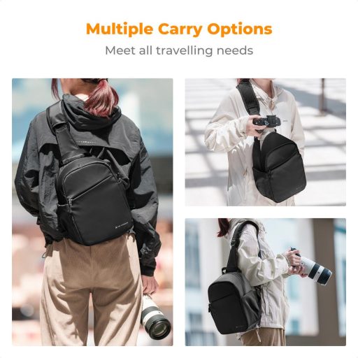 K&F Concept U08 egyvállas mini fotós hátizsák, 5L, fekete