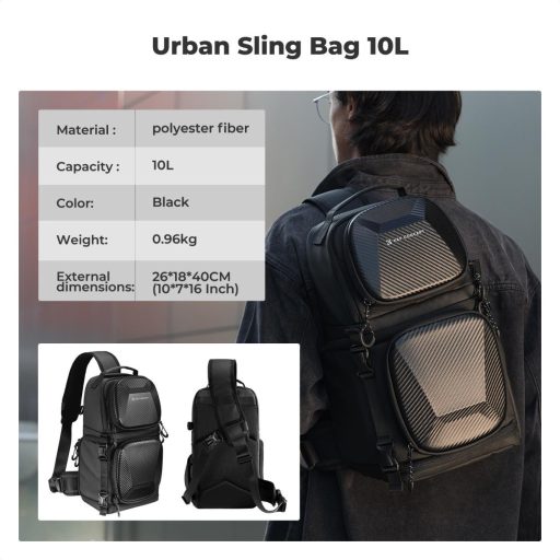 K&F Concept Beta Messenger egyvállas hardshell kamera hátizsák 10L, fekete
