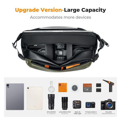 K&F Concept Alpha Sling 12L, fotós oldaltáska, zöld