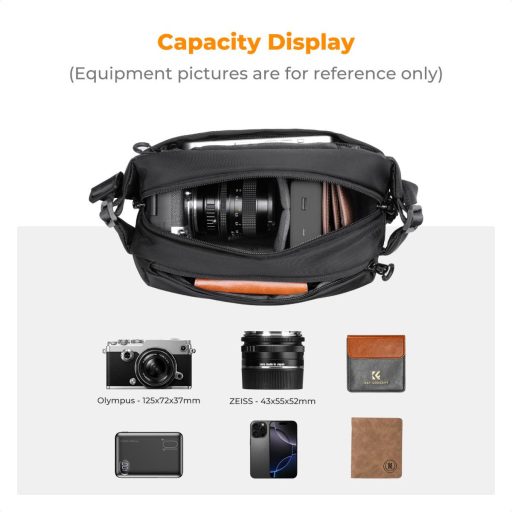 K&F Concept Alpha Sling 4L, fotós oldaltáska, fekete