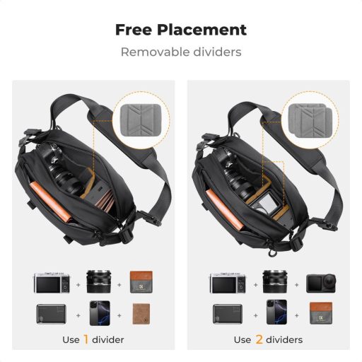 K&F Concept Alpha Sling 4L, fotós oldaltáska, fekete