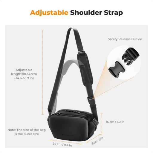 K&F Concept Alpha Sling 4L, fotós oldaltáska, fekete