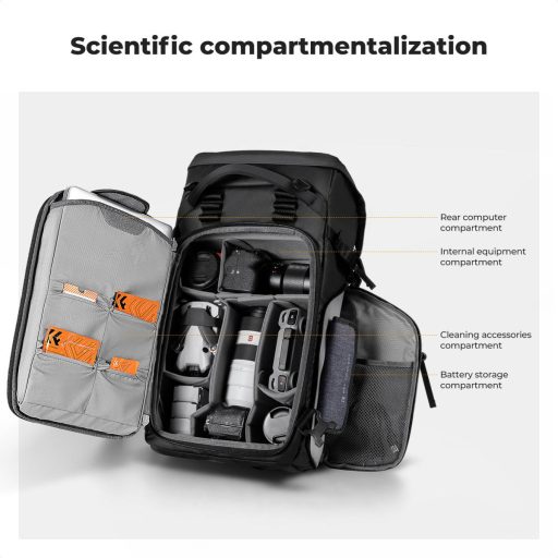K&F Concept 30L Star Wander 02, fotós hátizsák, fekete