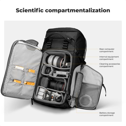 K&F Concept 40L Star Wander 05, fotós hátizsák, fekete