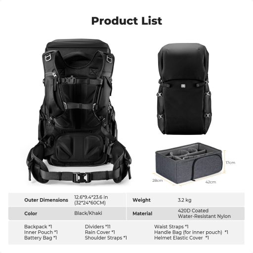K&F Concept 40L Star Wander 05, fotós hátizsák, fekete