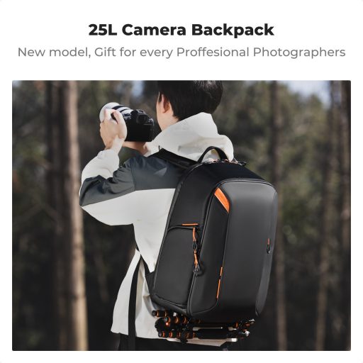 K&F Concept Nature Wander 09, 25L, fotós hátizsák, vízálló, esőhuzat, 16" laptoptartó, fekete