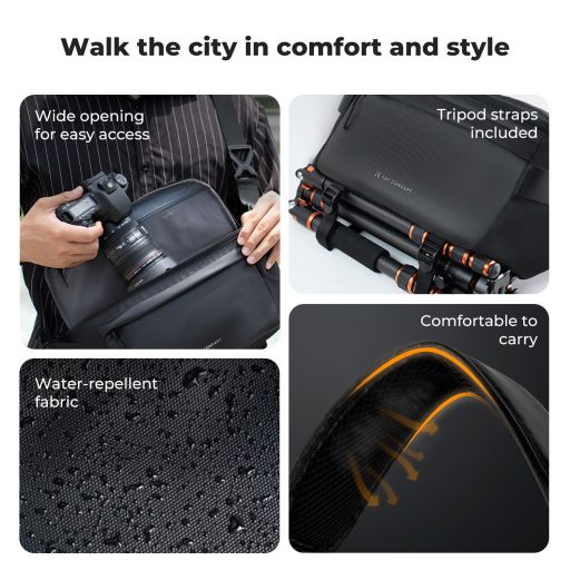 K&F Concept Urban Wander Sling, 12L fotos oldaltáska, fekete