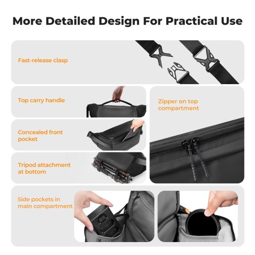 K&F Concept Urban Wander Sling, 12L fotos oldaltáska, fekete