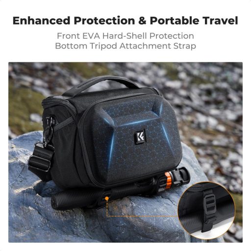 K&F Concept Travel Shoulder Bag oldaltáska, 5L, M, kemény előlapi védőborítás, fekete