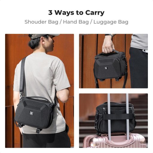 K&F Concept Travel Shoulder Bag oldaltáska, 5L, M, kemény előlapi védőborítás, fekete