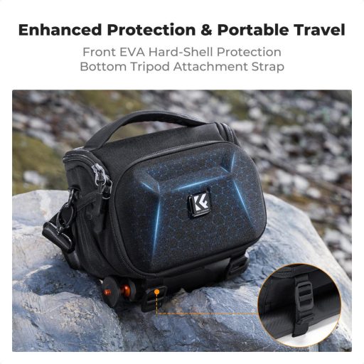 K&F Concept Travel Shoulder Bag oldaltáska, 2,5L, S, kemény előlapi védőborítás, fekete
