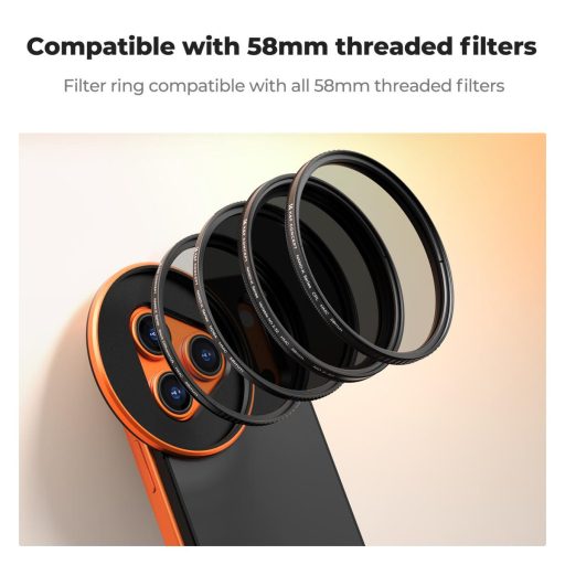 K&F Concept MagSafe szűrőtartó adapter 58 mm CPL szűrővel, iPhone 17 Pro