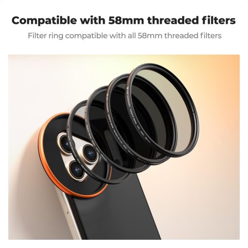 K&F Concept MagSafe szűrőtartó adapter 58 mm ND2-32 VND szűrővel, iPhone 17 Pro Max