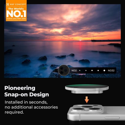 K&F Concept ND2-32 Snap-on szűrő, HD bevonat, vízálló, karcálló, ezüst,  iPhone 17 Pro/Max