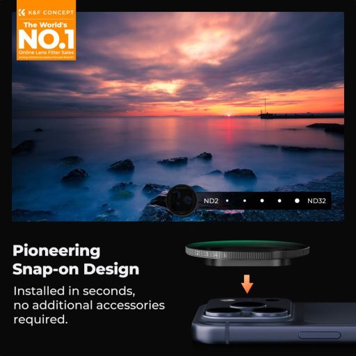 K&F Concept ND2-32 Snap-on szűrő, HD bevonat, vízálló, karcálló, fekete,  iPhone 17 Pro/Max