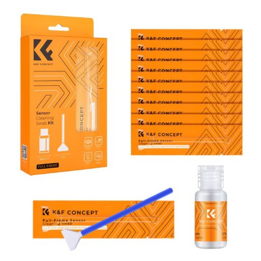 K&F Concept kamera full frame tisztító szett, 24 mm, 10 db-os + 20 ml tisztító folyadékkal