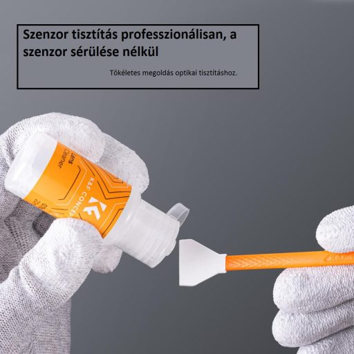K&F Concept dupla fejes 16 mm-es tisztítópálca készlet, APS-C, 10 db + 20 ml tisztító folyadék