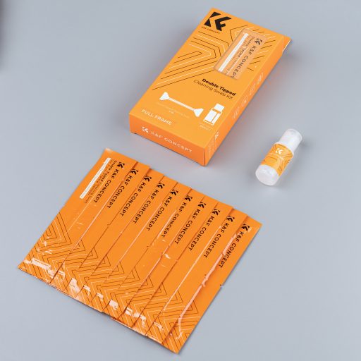 K&F Concept dupla fejes 24 mm-es tisztítópálca készlet, Full Frame, 10 db + 20 ml tisztító folyadék