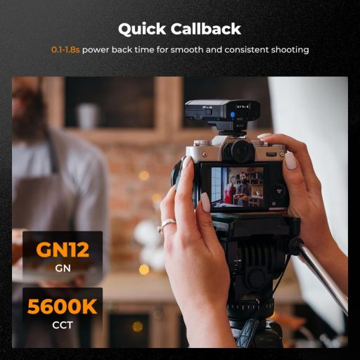 K&F Concept M01 mini vaku, GN12, 5600K, 2000mAh, középpontos érintekzővel