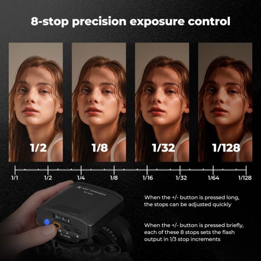 K&F Concept M01 mini vaku, GN12, 5600K, 2000mAh, középpontos érintekzővel