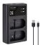 K&F Concept hordozható dupla MH-25 akkumulátor töltő, USB-C, 2db EN-EL15 akkumulátorhoz