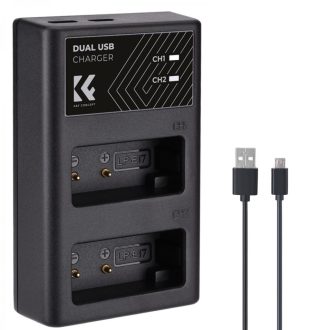   K&F Concept hordozható dupla LC-E17 akkumulátor töltő, USB-C, 2db LP-E17 akkumulátorhoz