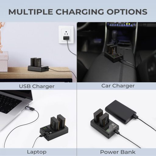K&F Concept hordozható dupla LC-E17 akkumulátor töltő, USB-C, 2db LP-E17 akkumulátorhoz