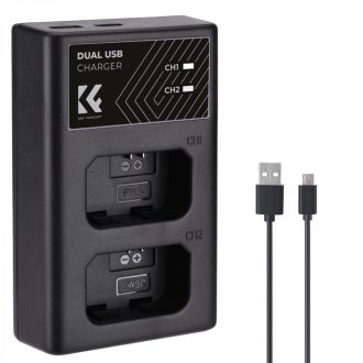   K&F Concept hordozható dupla BC-TRW akkumulátor töltő, USB-C, 2db FW50 akkumulátorhoz
