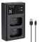 K&F Concept hordozható dupla BC-TRW akkumulátor töltő, USB-C, 2db FW50 akkumulátorhoz