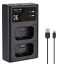 K&F Concept hordozható dupla BC-TRW akkumulátor töltő, USB-C, 2db FW50 akkumulátorhoz