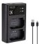 K&F Concept hordozható dupla BC-QZ1 akkumulátor töltő, USB-C, 2db FZ100 akkumulátorhoz