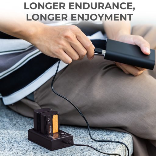 K&F Concept hordozható dupla BC-QZ1 akkumulátor töltő, USB-C, 2db FZ100 akkumulátorhoz