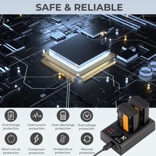 K&F Concept hordozható dupla BC-QZ1 akkumulátor töltő, USB-C, 2db FZ100 akkumulátorhoz