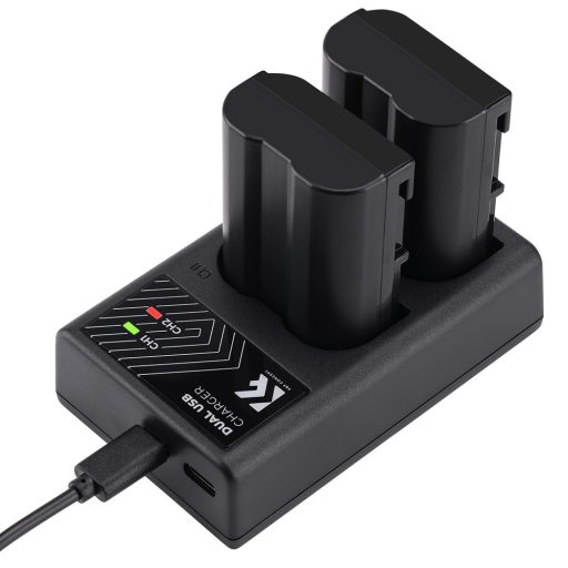 K&F Concept hordozható dupla USB-C akkumulátor MH-25 töltő + 2db EN-EL15 akkumulátor 2100mAh
