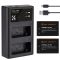 K&F Concept hordozható dupla USB-C akkumulátor LC-E17 töltő + 2db LP-E17 akkumulátor 1250mAh