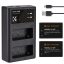 K&F Concept hordozható dupla USB-C akkumulátor LC-E17 töltő + 2db LP-E17 akkumulátor 1250mAh