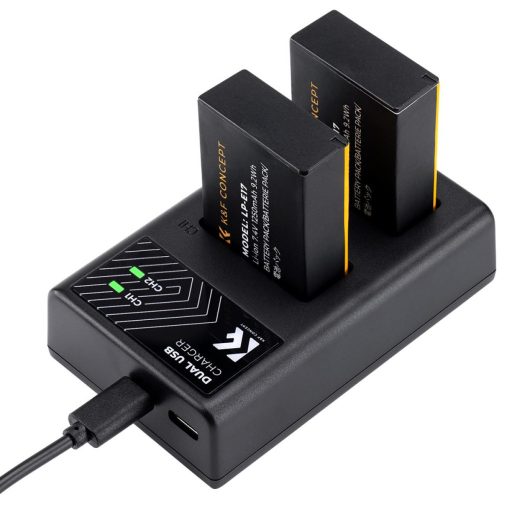 K&F Concept hordozható dupla USB-C akkumulátor LC-E17 töltő + 2db LP-E17 akkumulátor 1250mAh