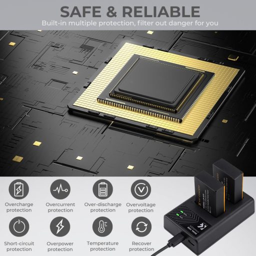 K&F Concept hordozható dupla USB-C akkumulátor LC-E17 töltő + 2db LP-E17 akkumulátor 1250mAh